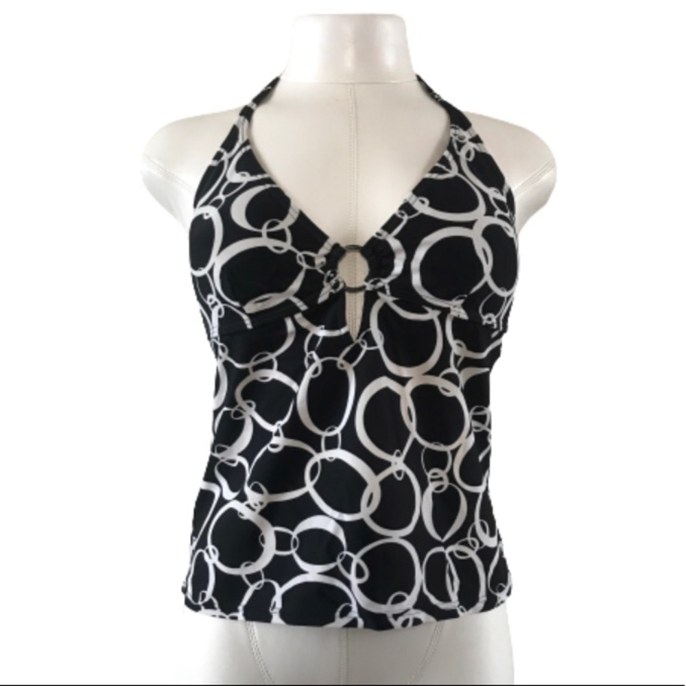 OCEAN DREAM Black & White Halter Neck Swim Top